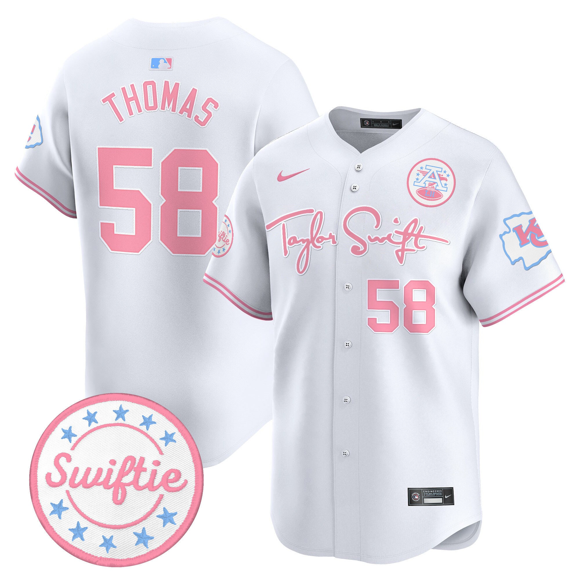 Men's Chiefs Taylor Swift Bubblegum Pink Vapor Premier Limited Jersey - All Stitched