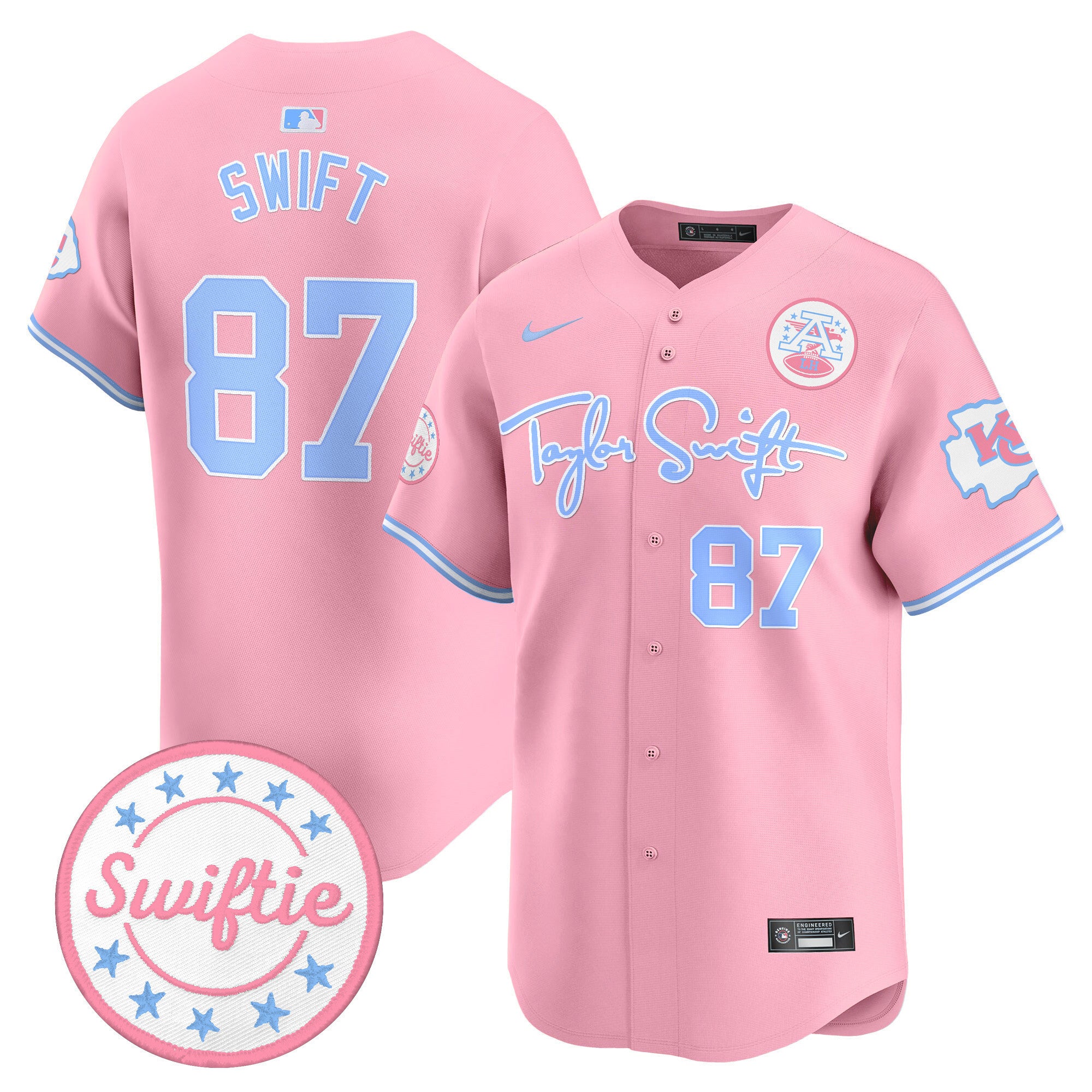 Men's Chiefs Taylor Swift Bubblegum Pink Vapor Premier Limited Jersey - All Stitched