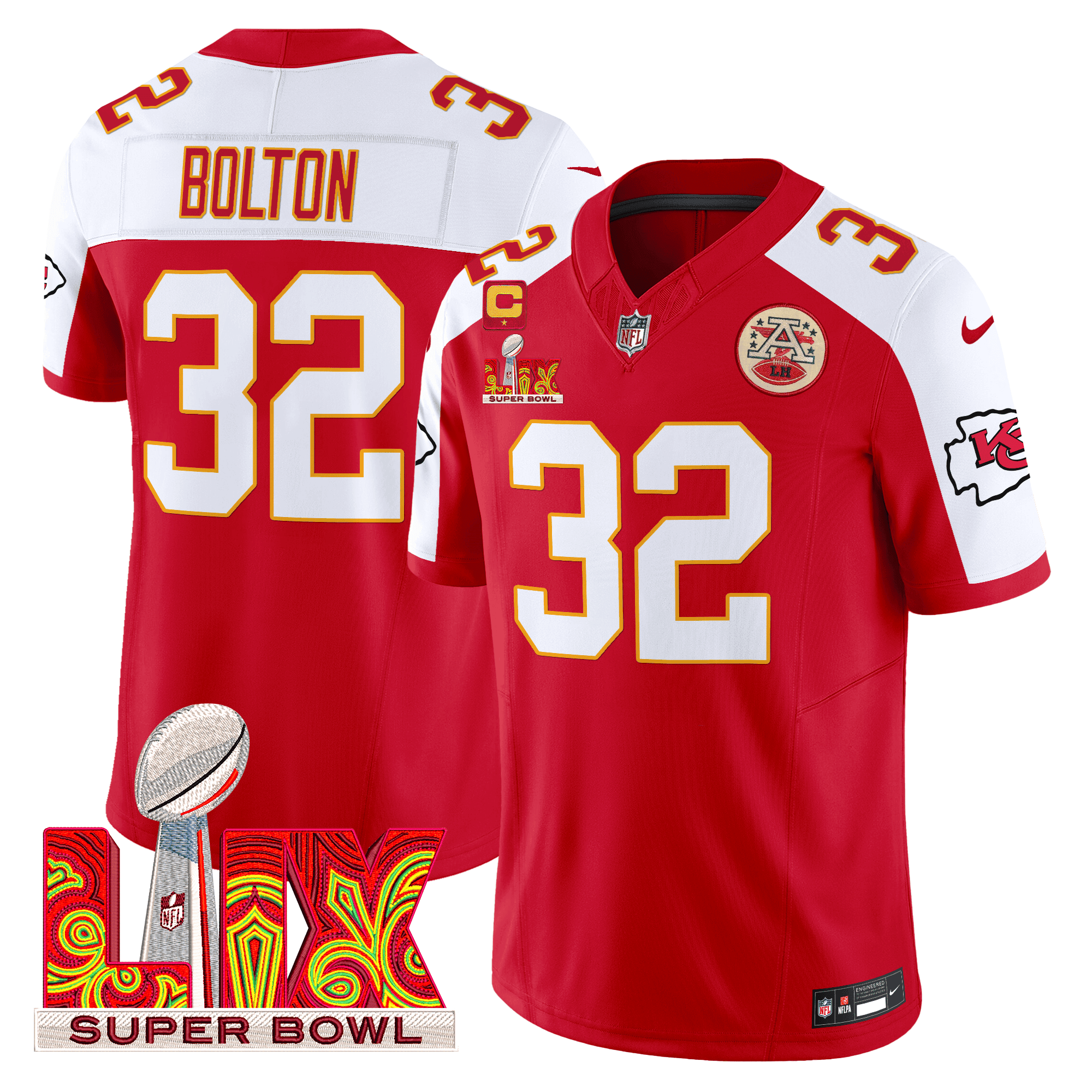 Men's Chiefs Super Bowl LIX Patch Vapor Limited Jersey - All Stitched