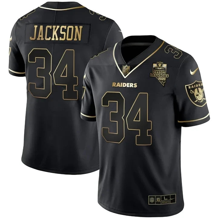 MEN'S LAS VEGAS RAIDERS INAUGURAL SEASON PATCH WHITE GOLD JERSEY - ALL STITCHED