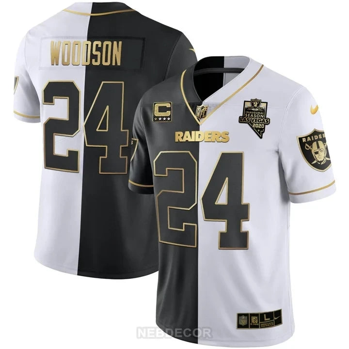 MEN'S LAS VEGAS RAIDERS INAUGURAL SEASON PATCH WHITE GOLD JERSEY - ALL STITCHED