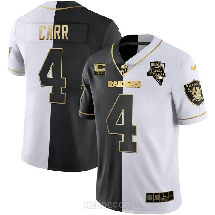 MEN'S LAS VEGAS RAIDERS INAUGURAL SEASON PATCH BLACK SILVER JERSEY - ALL STITCHED