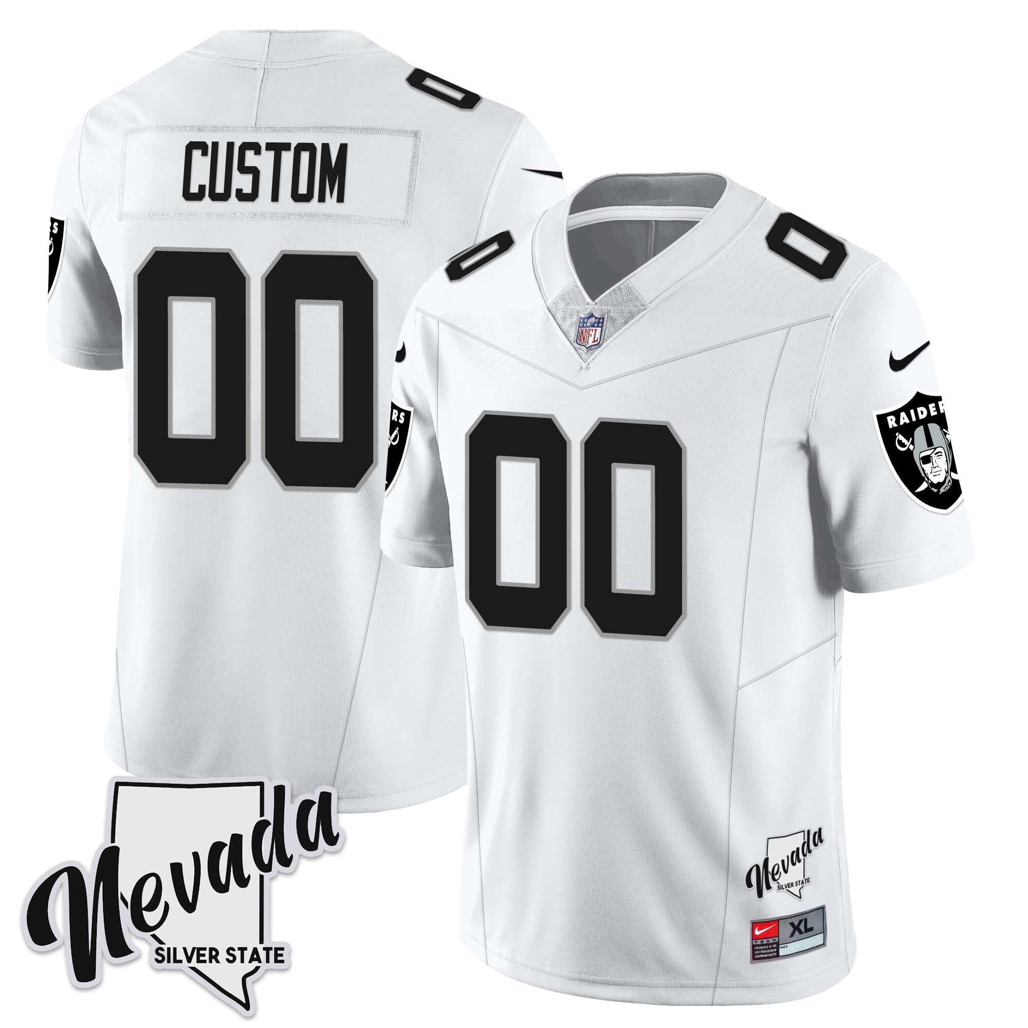 Men's Las Vegas Raiders 2023 Nevada Sliver State Patch Jersey - All Stitched