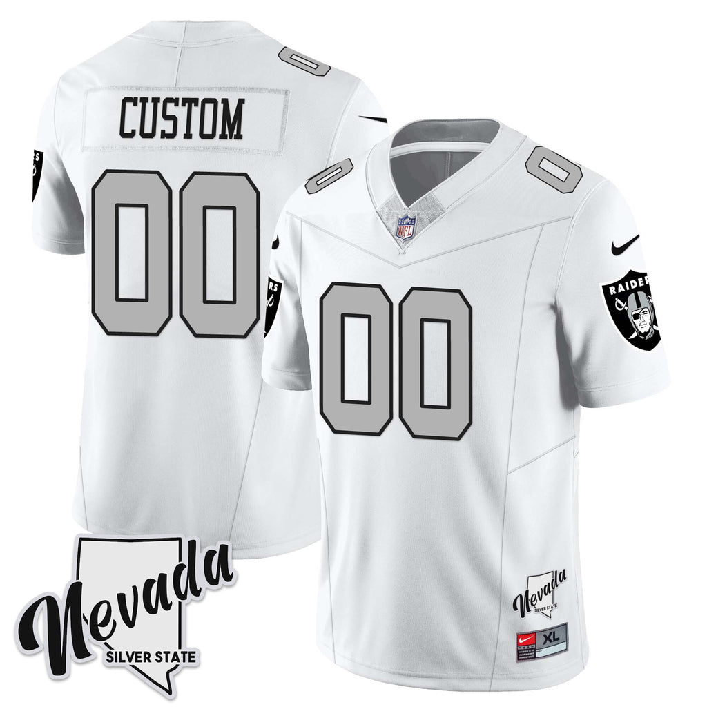 Men's Las Vegas Raiders 2023 Nevada Sliver State Patch Jersey - All Stitched