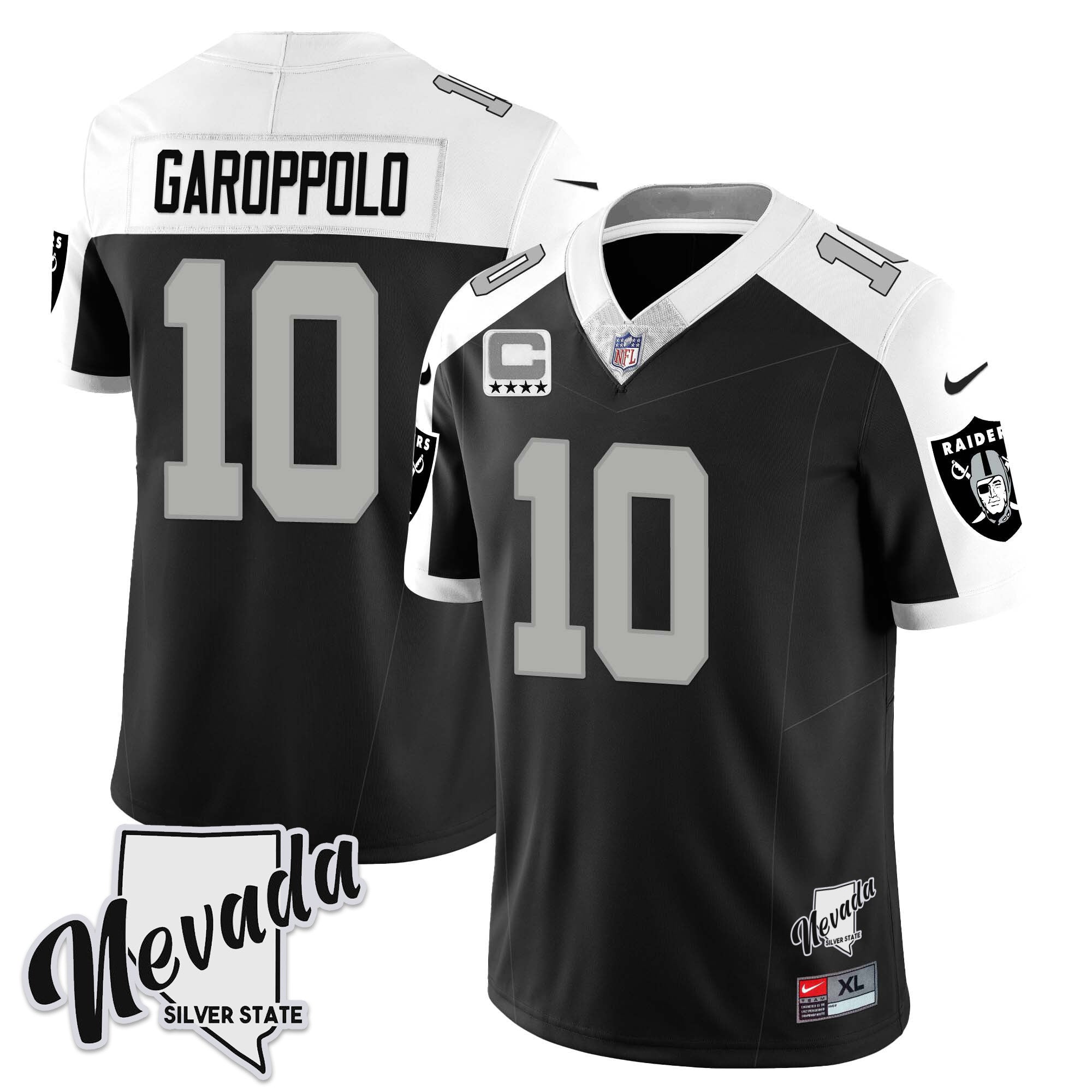 Men's Las Vegas Raiders 2023 Nevada Sliver State Patch Jersey - All Stitched
