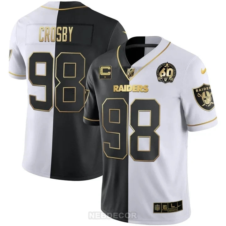 MEN'S RAIDERS 60TH SEASON PATCH GOLD & SPLIT JERSEY - ALL STITCHED